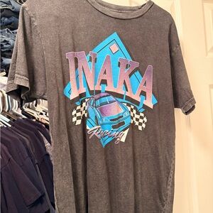 Inaka Power Gray Tee with Blue and Purple Graphics